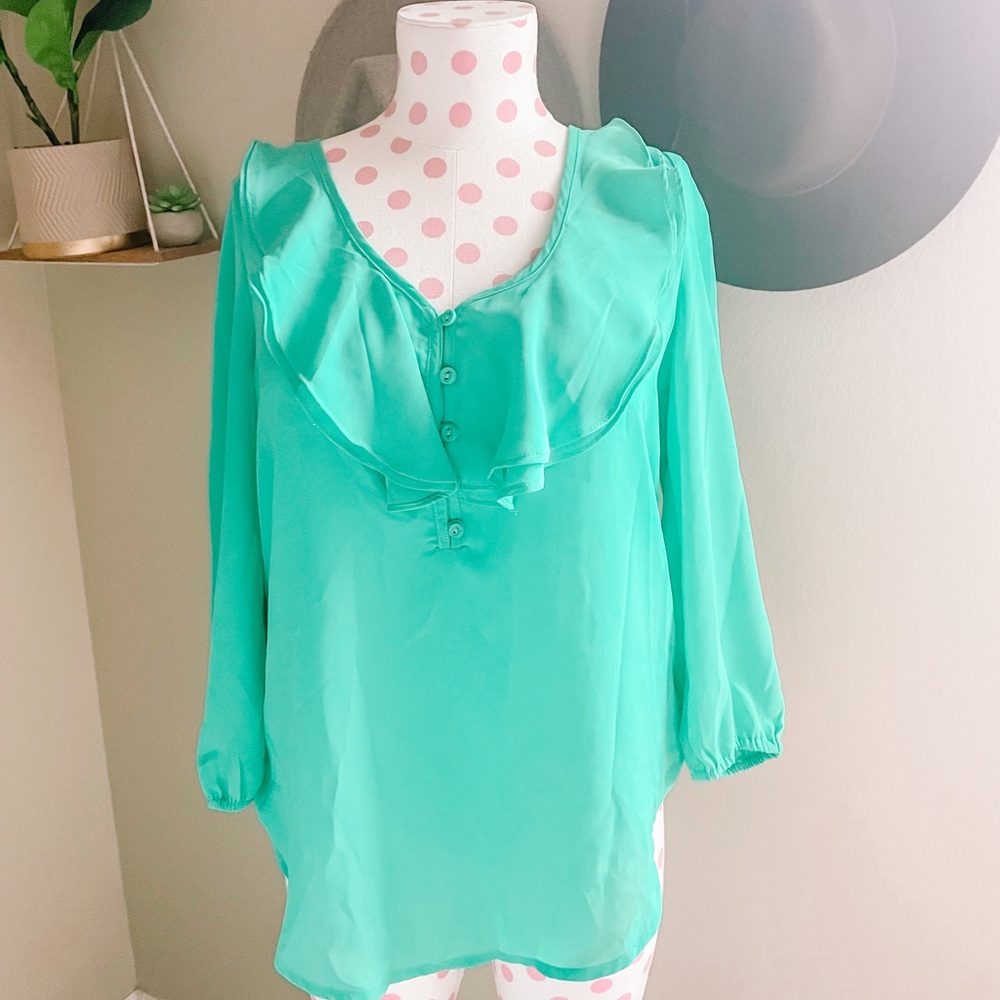 Modcloth green ruffled top